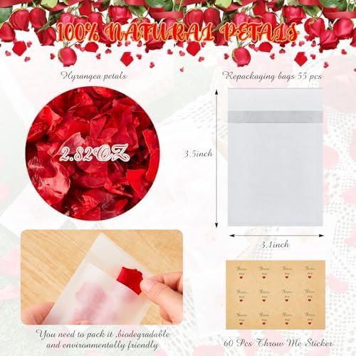 Suncalla Biodegradable Confetti Red Rose Petals 60 Pcs Wedding Decor