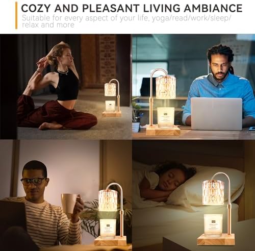 Candle Warmer Lamp with 3 Bulbs Adjustable Height Dimmable Timer Function