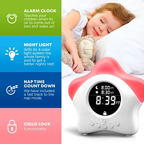 Stay-in-Bed Clock for Kids - Sleep Trainer Night Light Alarm