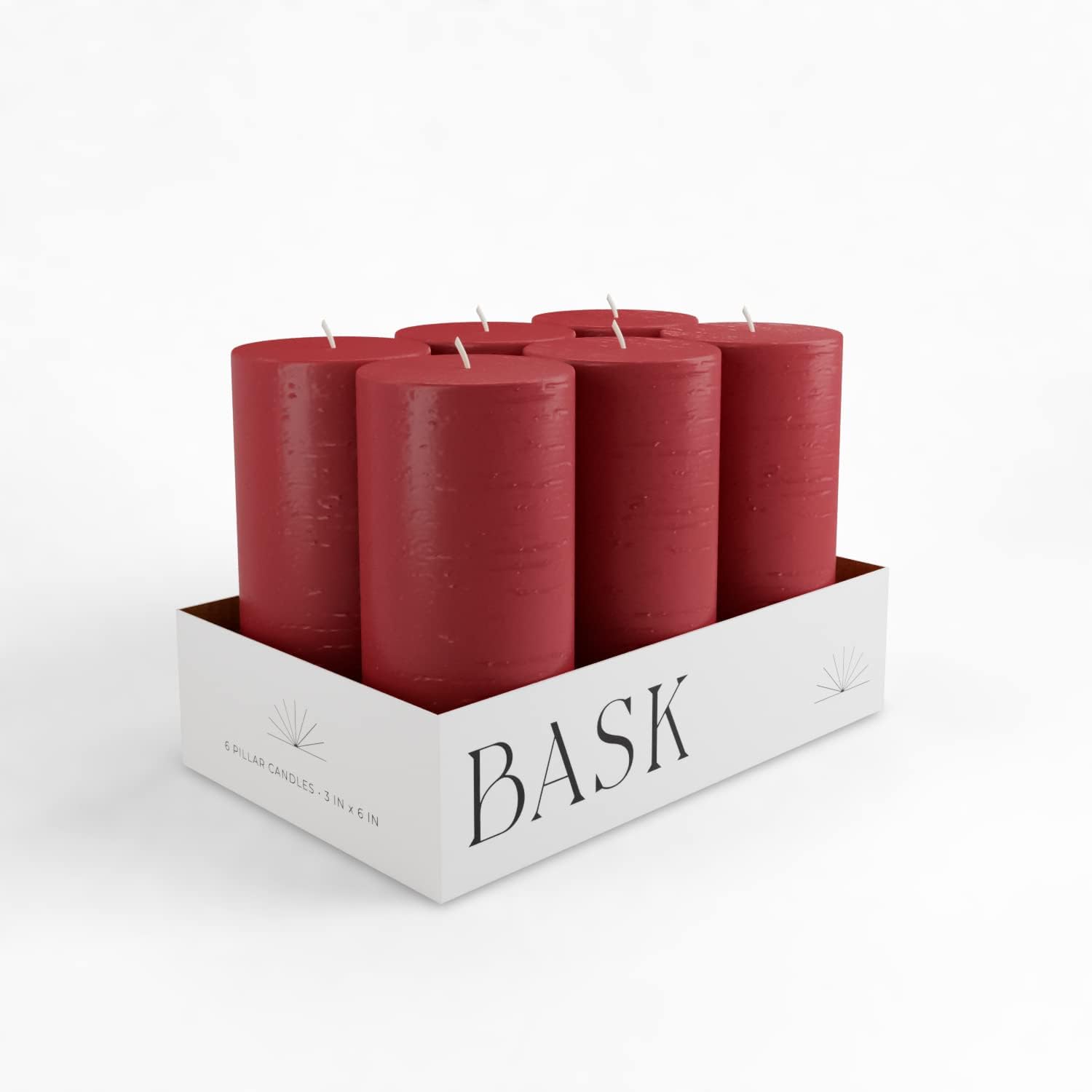 Mottled Pillar Candles by Bask - Set of 6 3x6 Dripless Unscented Holiday Candles