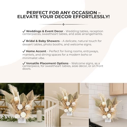 Handmade Pampas Grass Centerpiece Ivory