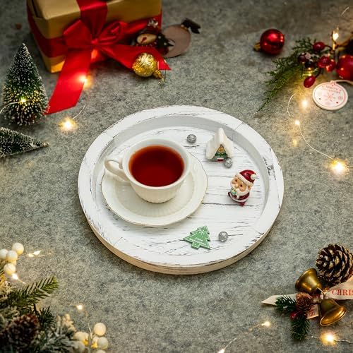 Hanobe Round Wooden Candle Plate Holder Tray