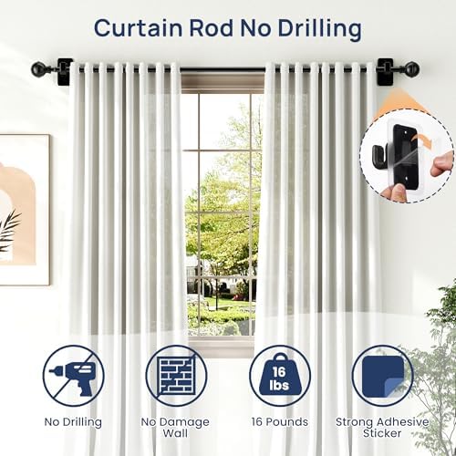 ENJOYBASICS No Drill Curtain Rods 28-47 Inches Black