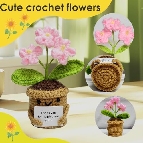 3PCS Handmade Crochet Sunflower Red Heart Forget-me-not Flowers