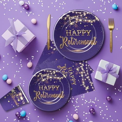 Elegant Purple Retirement Party Tableware Set Serves 24