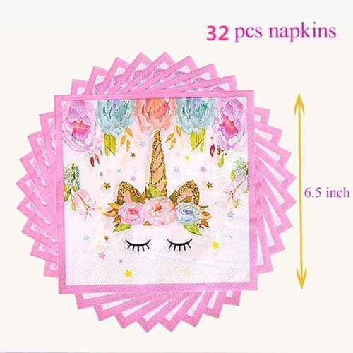 50 PCS Pink Unicorn Napkins for Girls Party