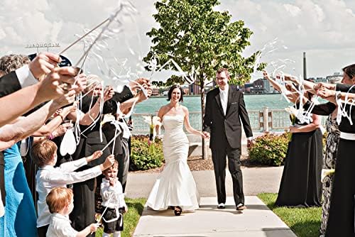 Kingsnow 100 Pack Wedding Wands with Silver Bells