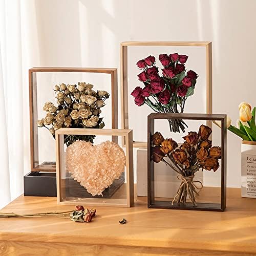 NatureMan Brown Double Sided Photo Frame with Dried Flowers Display