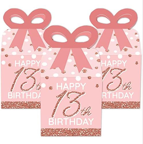 13th Pink Rose Gold Birthday Bow Box Set of 12