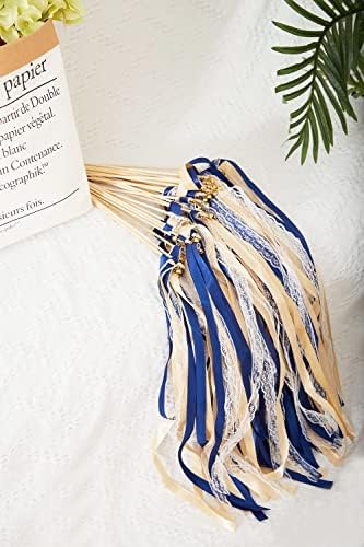 100 Pack Gold Bell Wedding Wands with Silk Ribbons