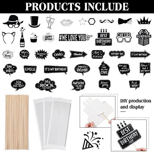 Outus 36 Pcs Birthday Photo Booth Props Kit