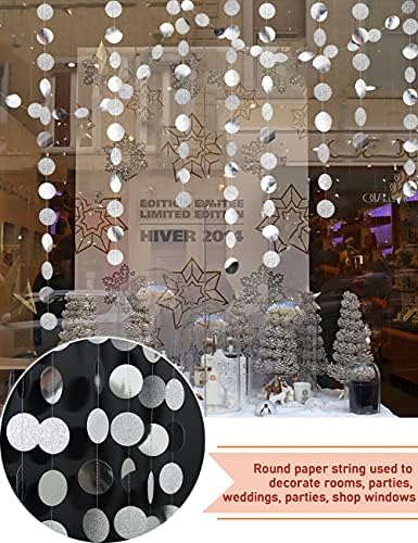 Hanging Paper Bells with Glittery Silver Tassels Set