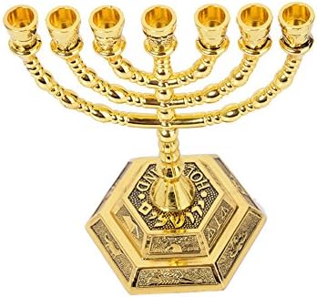 12 Tribes of Israel Menorah Gold 5 Inches