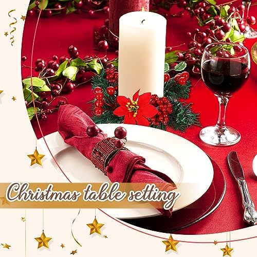 Yilloog 8 Piece Christmas Candle Wreath Holder Rings Set