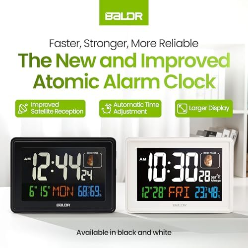 Baldr Atomic Clock with Temperature and Humidity Display - White