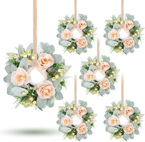 6 Pcs Wedding Rose Candle Rings Swag Wreath Garland Decor