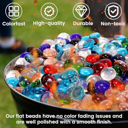 FUTUREPLUSX 097 Pounds Flat Glass Marbles Blue Decor