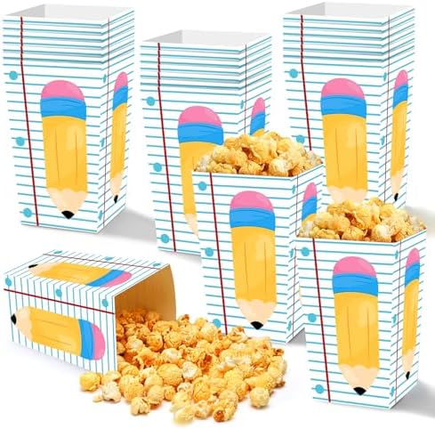 24 Pcs Back to School Popcorn Candy Boxes Gift Set