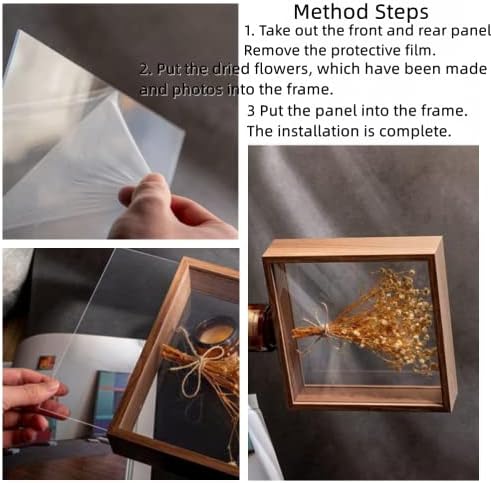 Wooden Dried Flower Display Stand - Clear Double-sided Frame