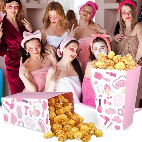 Gueevin 24 Pcs Spa Party Popcorn Boxes Pink