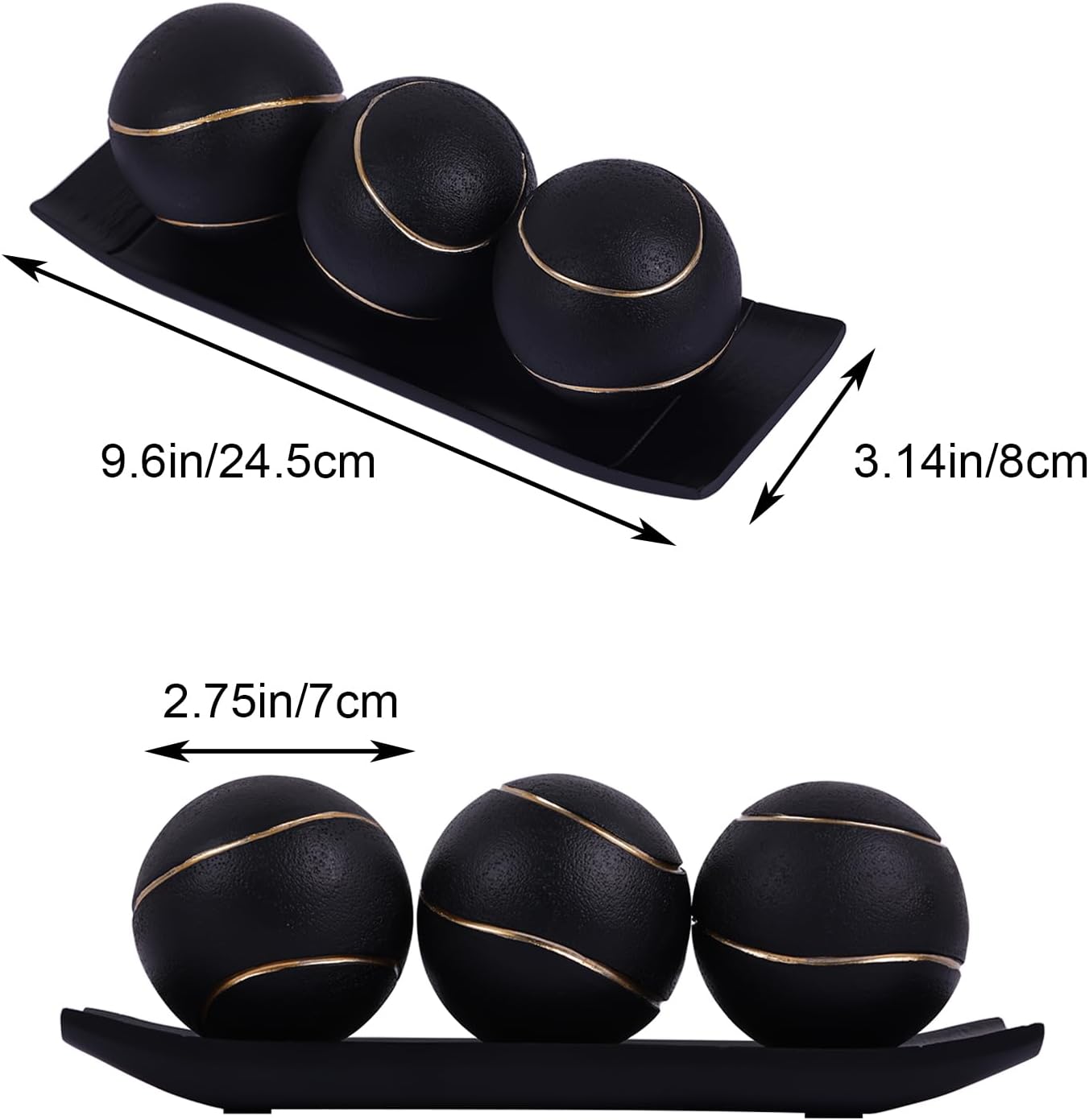 LCCCK Decorative Tray with Gold Orbs Set