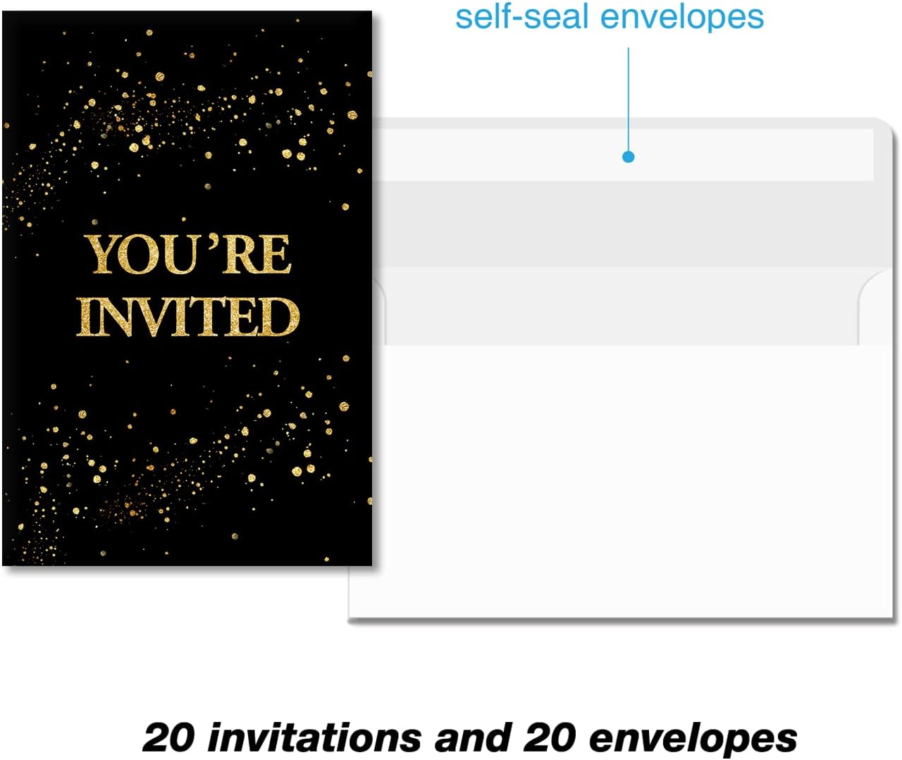 Soiceu Real Gold Foil Surprise Birthday Invites Set of 20