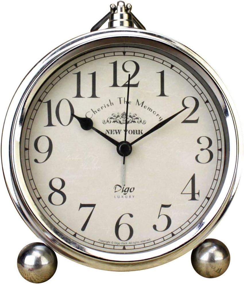 JUSTUP Vintage Table Clock Silver