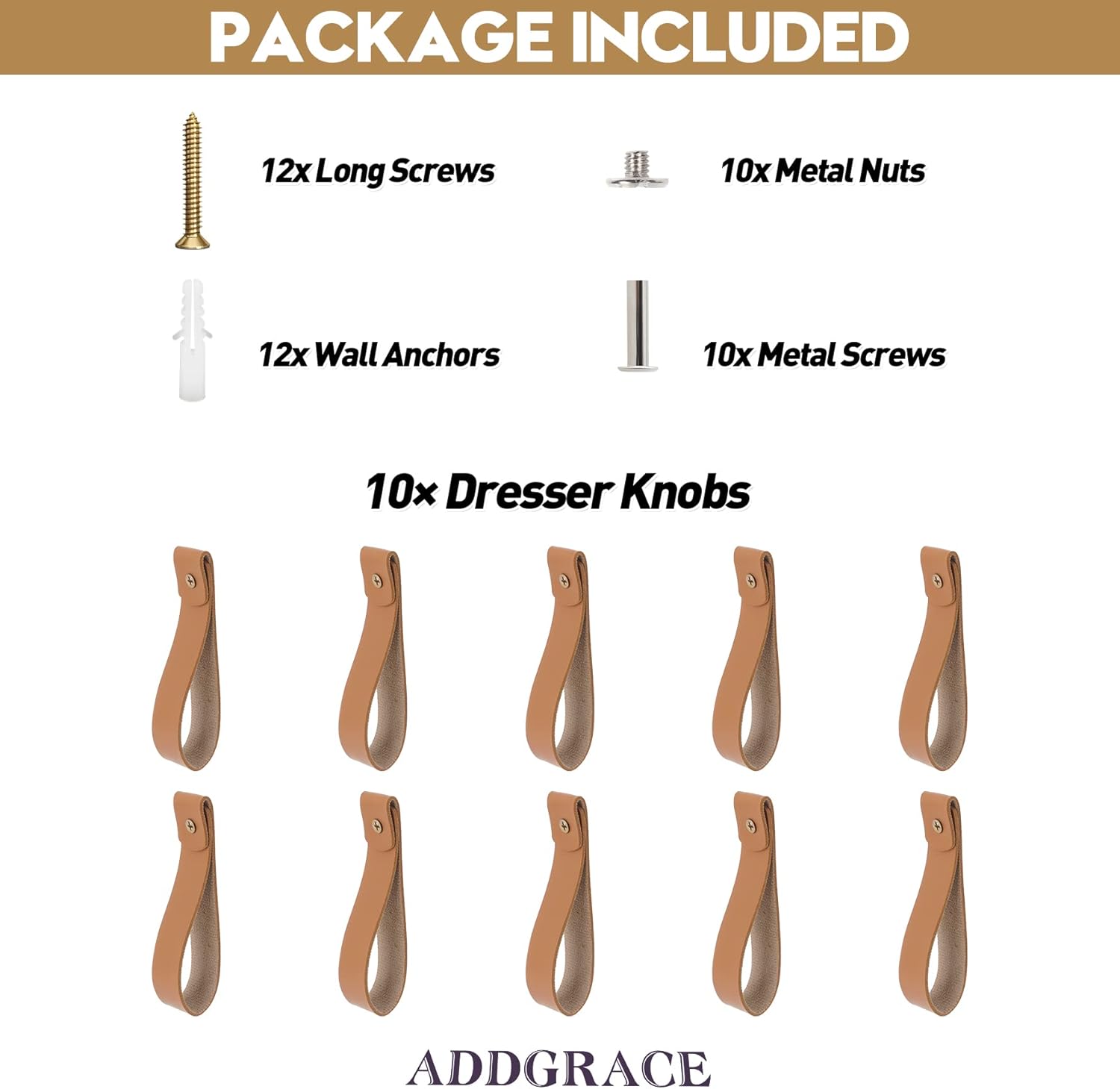 AddGrace 10 PCS Leather Curtain Rod Holder 98 Brown