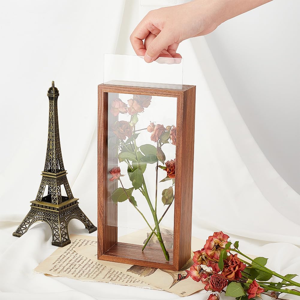 OLYCRAFT Walnut Brown Shadow Box Frame with Double Sided Acrylic Window
