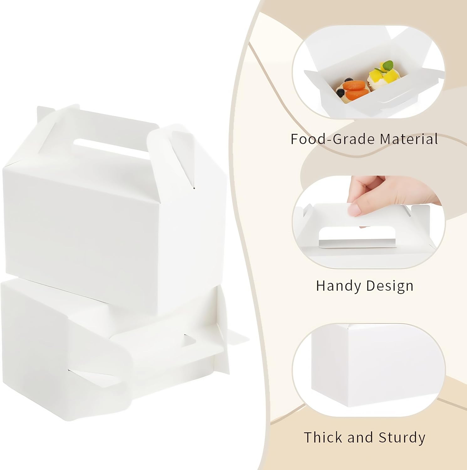 PEIQICHU 24 Pack White Gable Style Treat Boxes for Party Favors