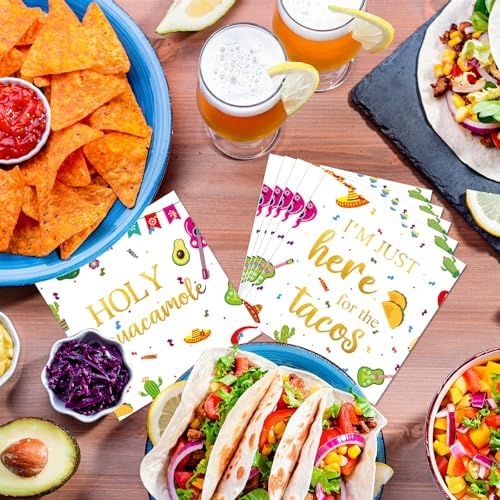 60Pcs Mexican Fiesta Party Napkins with Taco Design