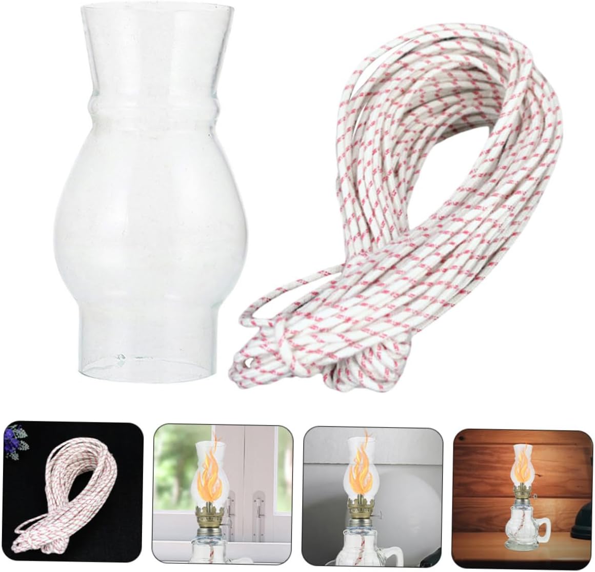 DOITOOL 2sets Vintage Glass Kerosene Lamp Parts