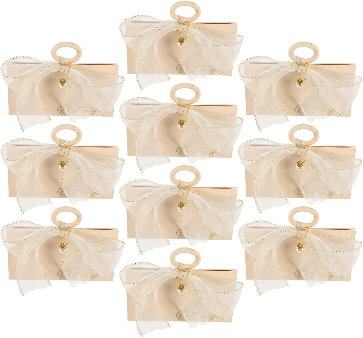 FRCOLOR 10pcs Wedding Candy Boxes with Handle and Ribbon