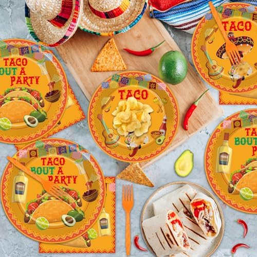 ZOiiWA 100 Pcs Mexican Fiesta Tableware Set for 25 Guests