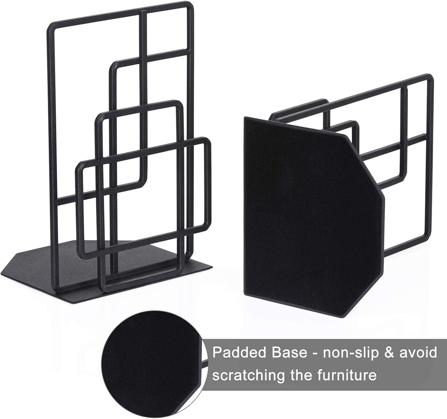 SRIWATANA Decorative Black Bookends with Window Lattice Design