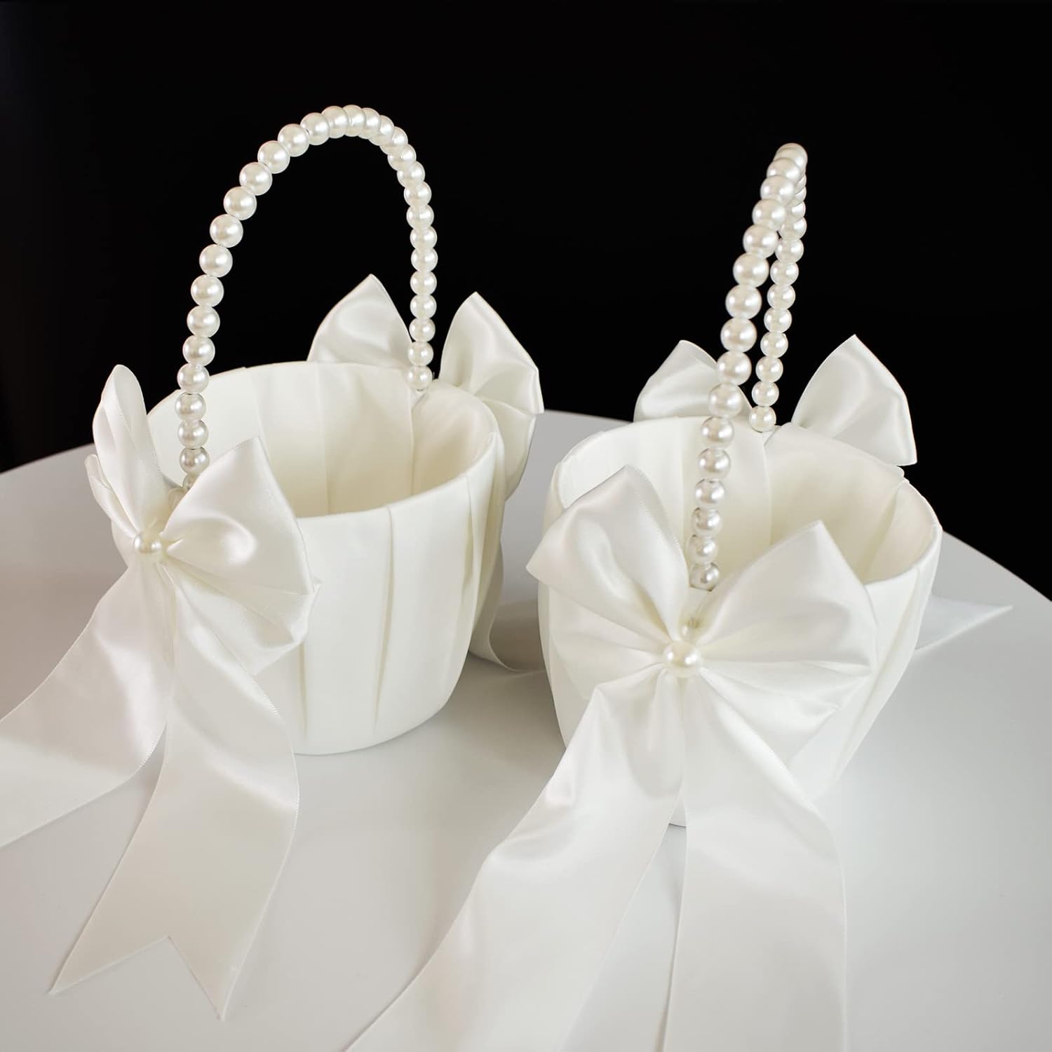 Flower Girl Basket with Pearl Handle Set of 4