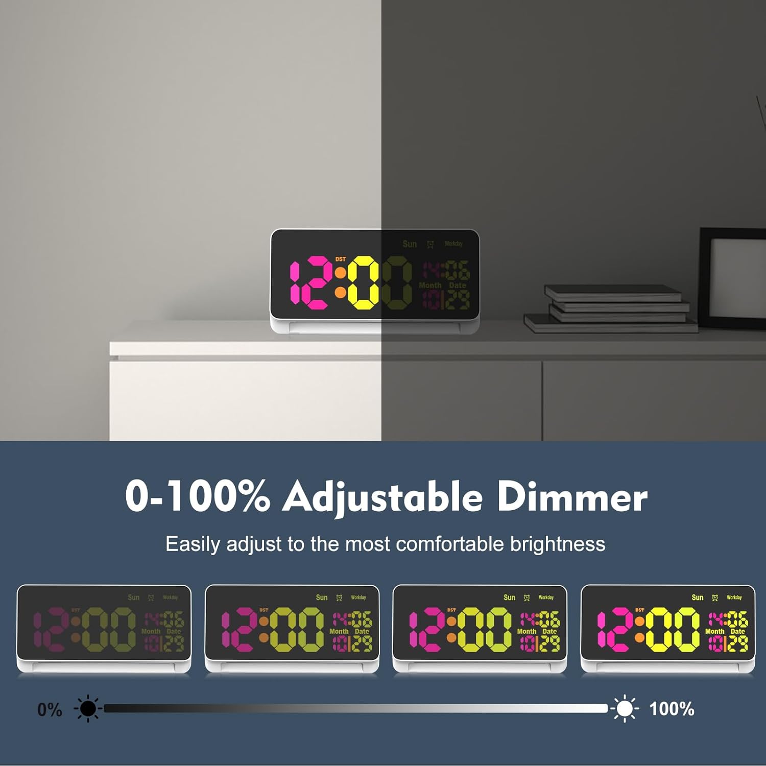 PERSUPER 120db Super Loud Alarm Clock with Bluetooth and RGB Night Light
