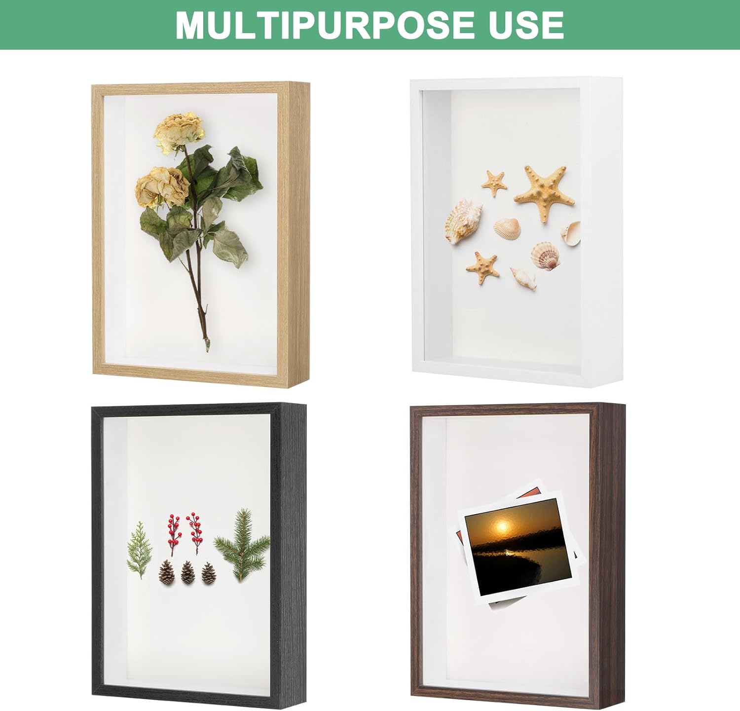 2 Pack 6x8 Inch Wooden Shadow Box Frame Display Case