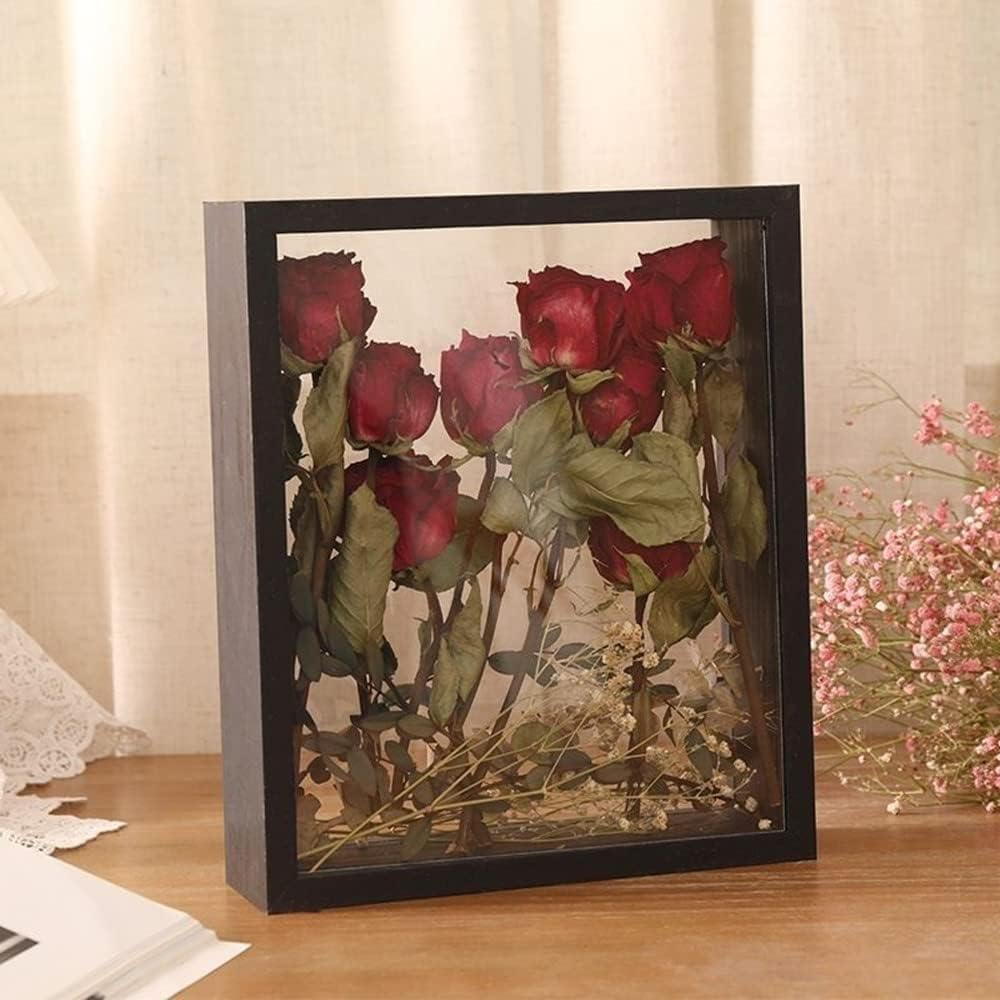 Wooden Dried Flower Display Stand - Clear Double-sided Frame