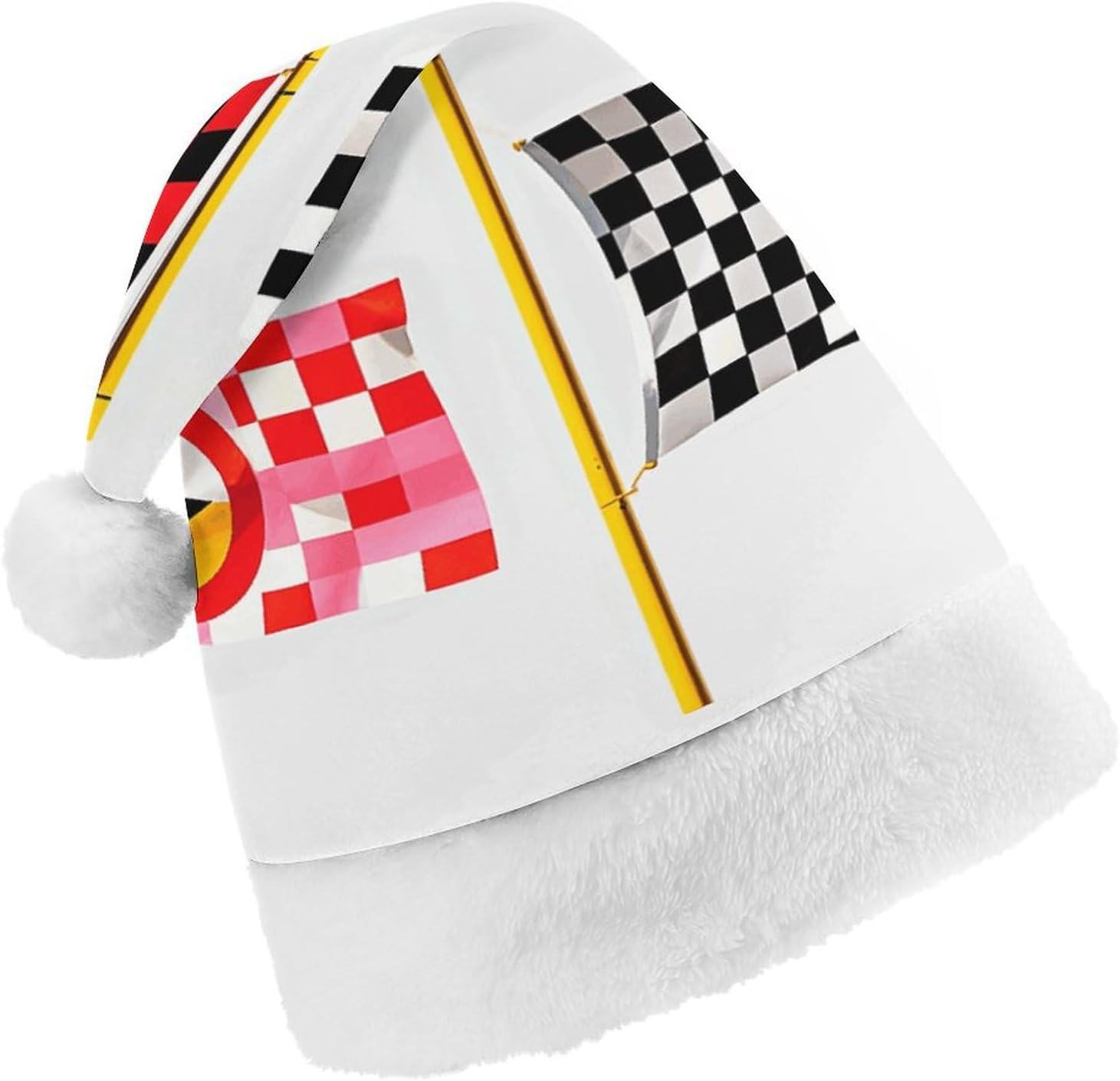 Santa Hat Checkered Flags Christmas Headwear Party Hat