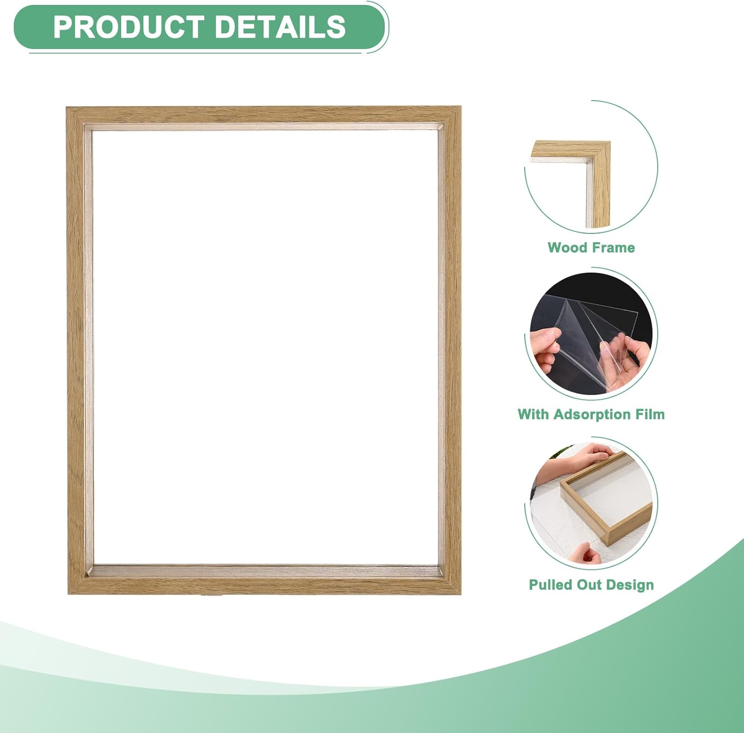 1-Pack Dried Flower Frame 8x10 Inch Double Acrylic Floating Display