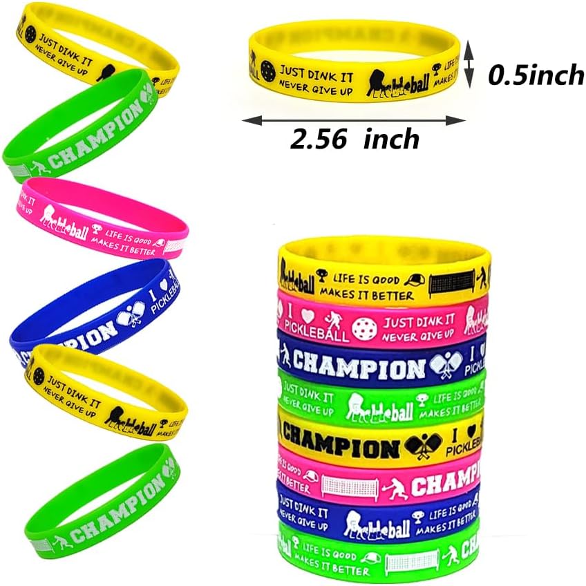 48 PCS Pickleball Rubber Wristbands Bracelets