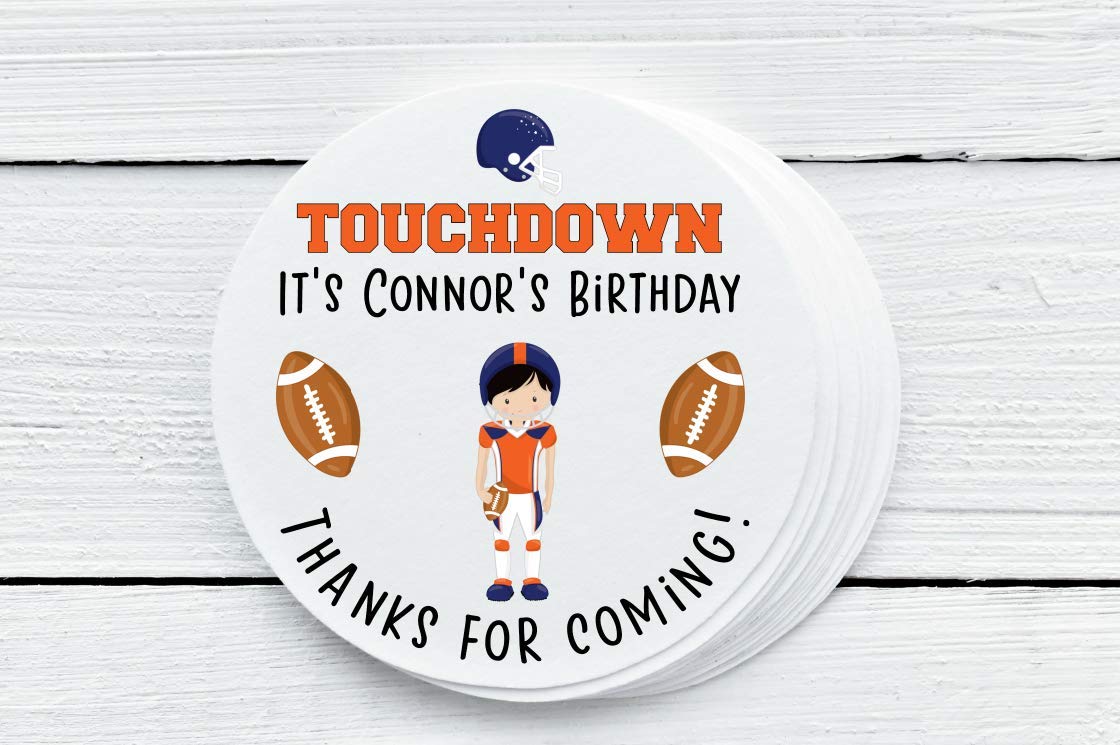 Personalized Glossy Football Party Favor Labels