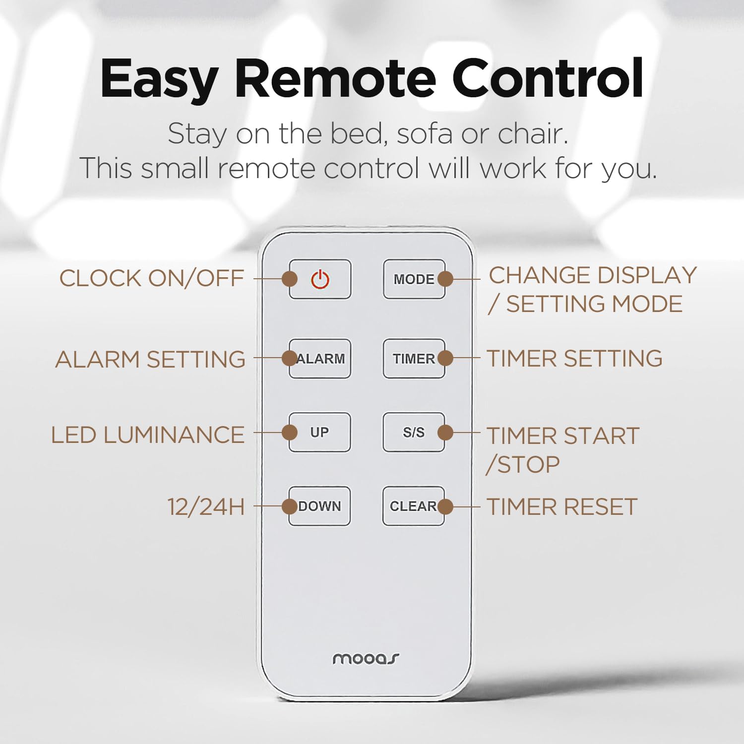 Mooas 3D LED Clock with Calendar and Remote Control