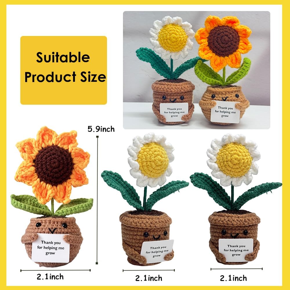 2PCS Handmade Crochet Sunflower and Daisy Decor