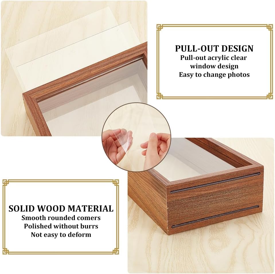 OLYCRAFT Walnut Brown Shadow Box Frame with Double Sided Acrylic Window