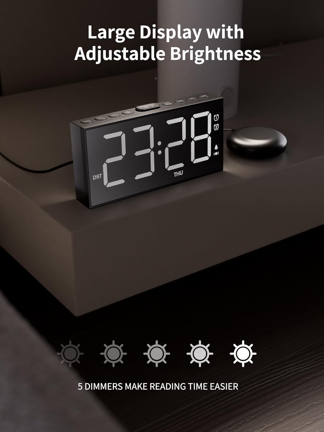 ROCAM Loud Vibrating Alarm Clock with Bed Shaker