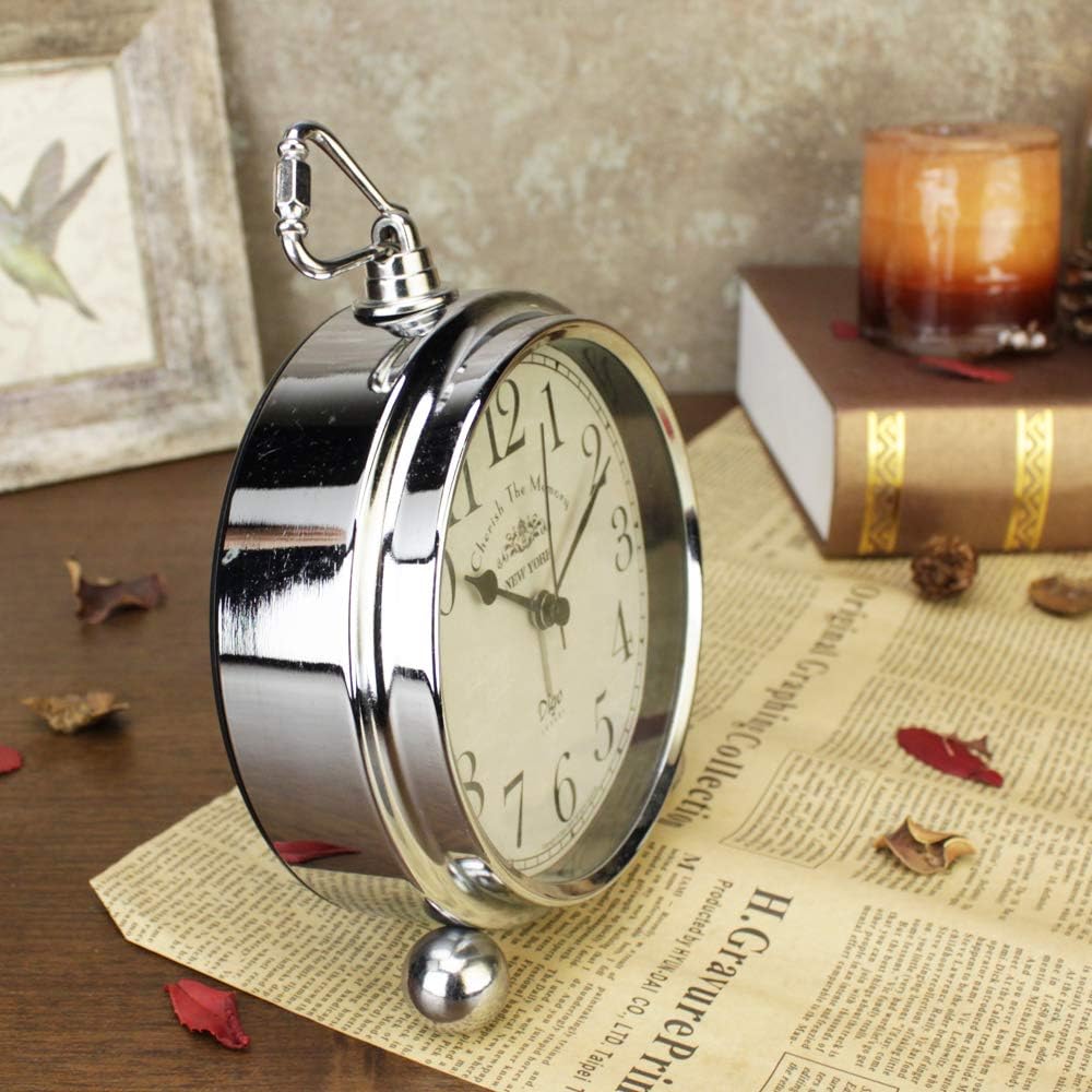 JUSTUP Vintage Table Clock Silver
