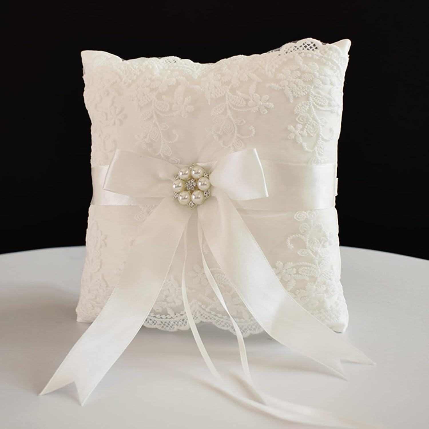 Ivory Wedding Flower Girl Basket and Ring Bearer Pillow Set