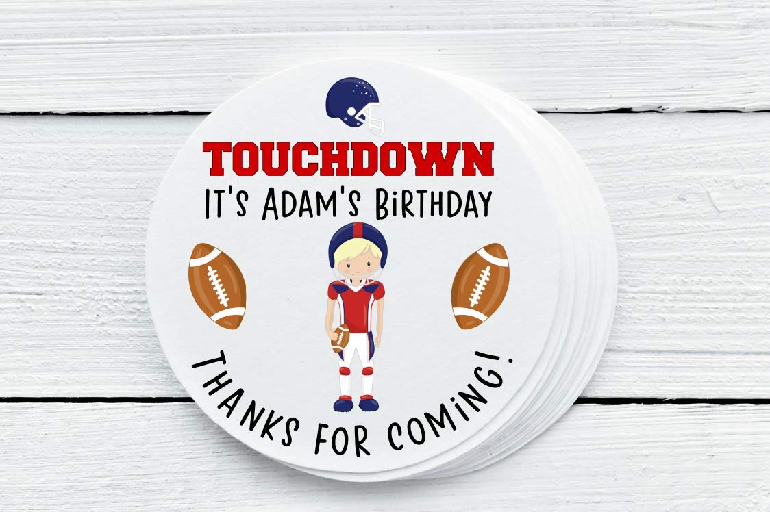 Personalized Glossy Football Party Favor Labels